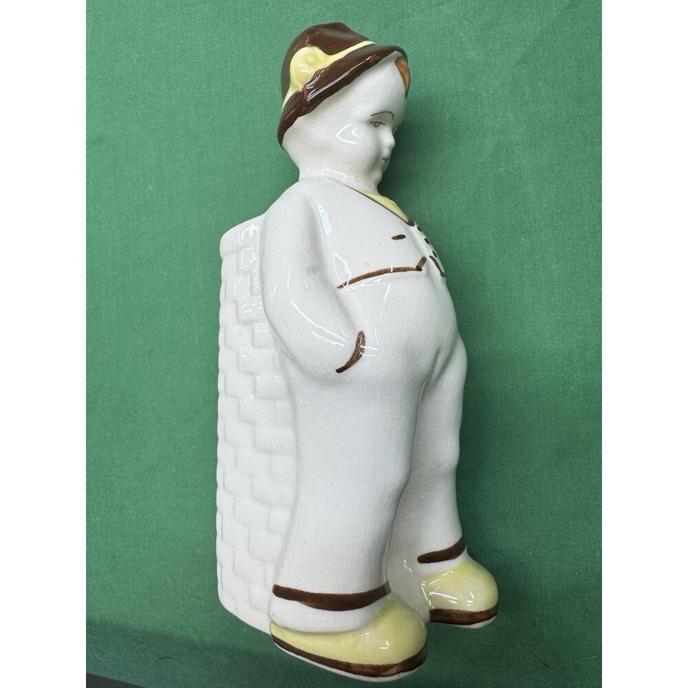 Danish Boy W BASKET" 7.5" FIGURINE PLANTER Unmarked Weil Yellow California